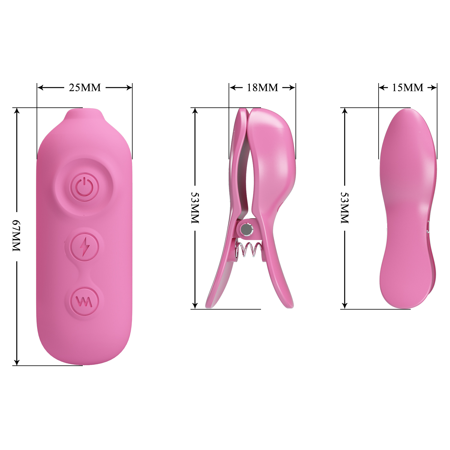    Pretty Love Vibro Nipple Clips Pink, 7  , 3  