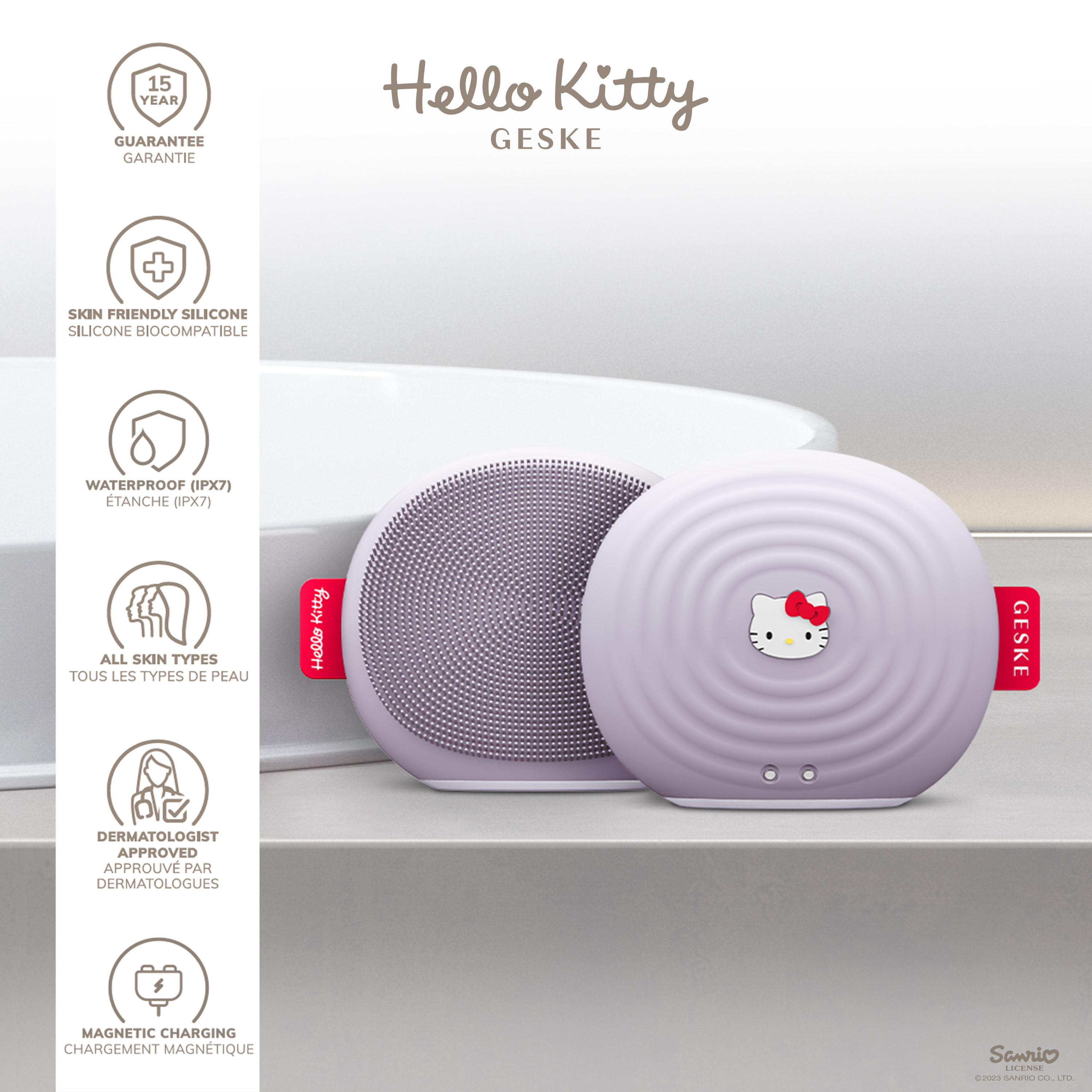      GESKE Sonic Facial Brush 41 by Hello Kitty purple