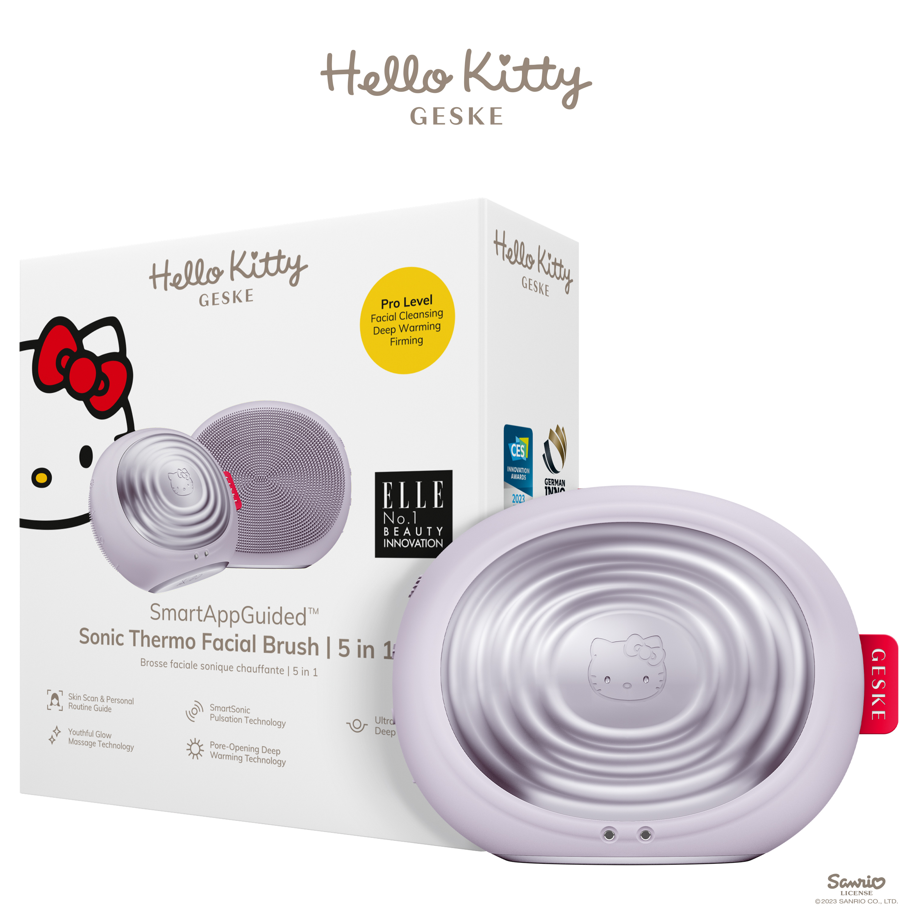       GESKE Sonic Thermo Facial Brush 51 by Hello Kitty purple