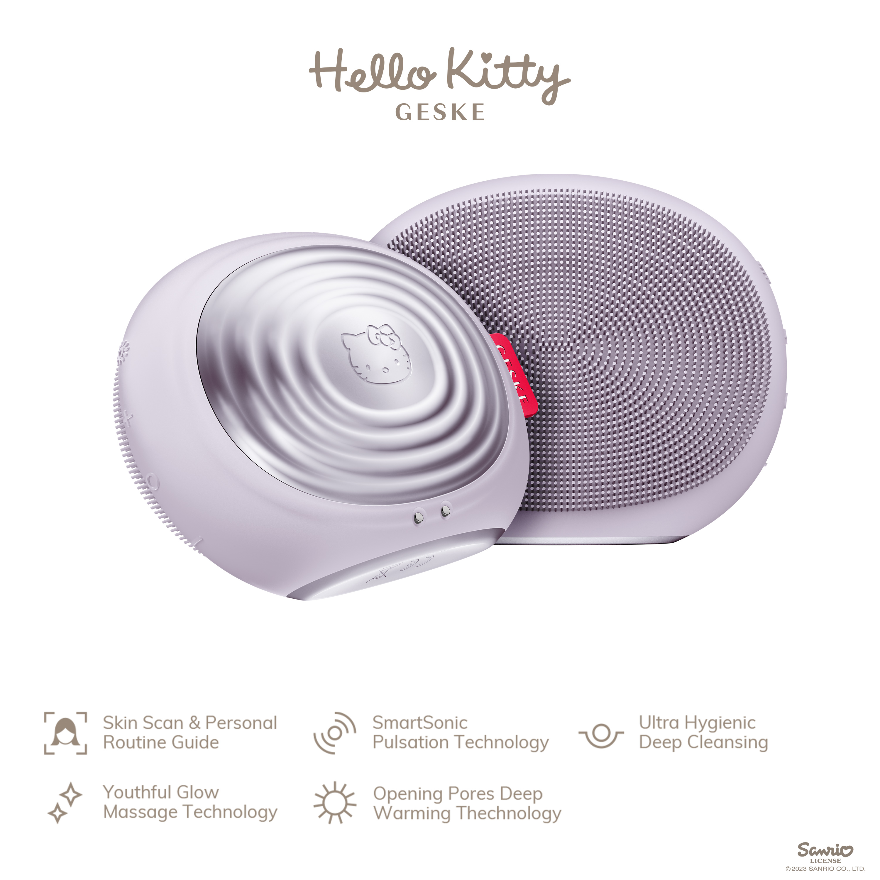       GESKE Sonic Thermo Facial Brush 51 by Hello Kitty purple