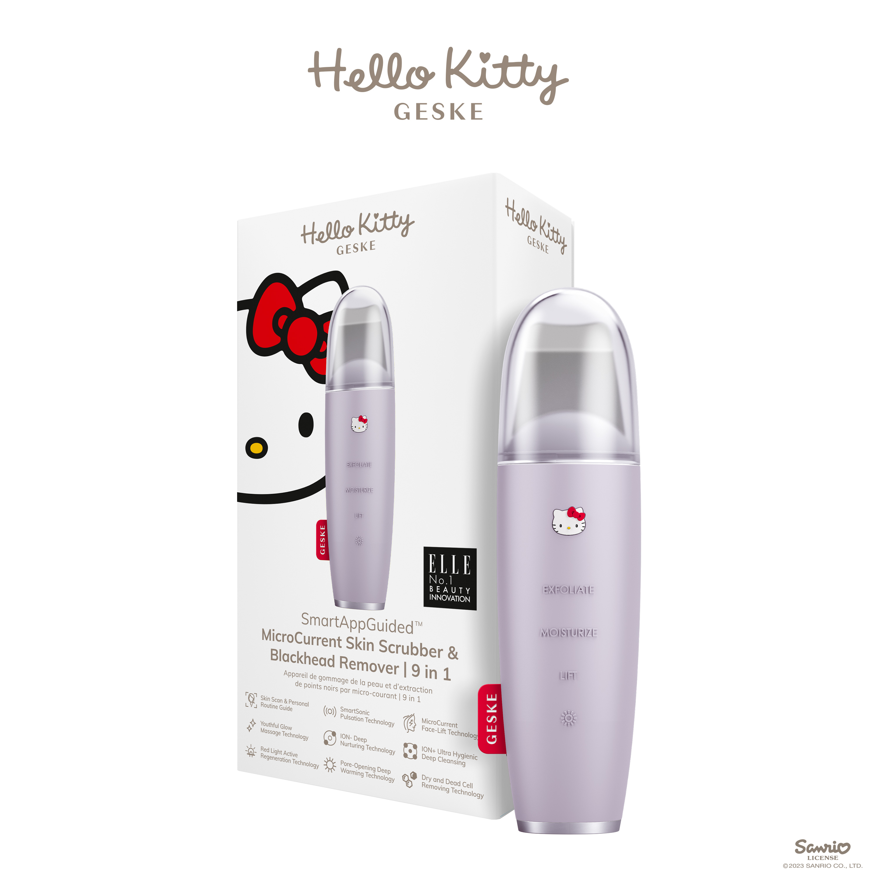         GESKE MicroCurrent Skin Scrubber&Blackhead Remover 91 Hello Kitty purple