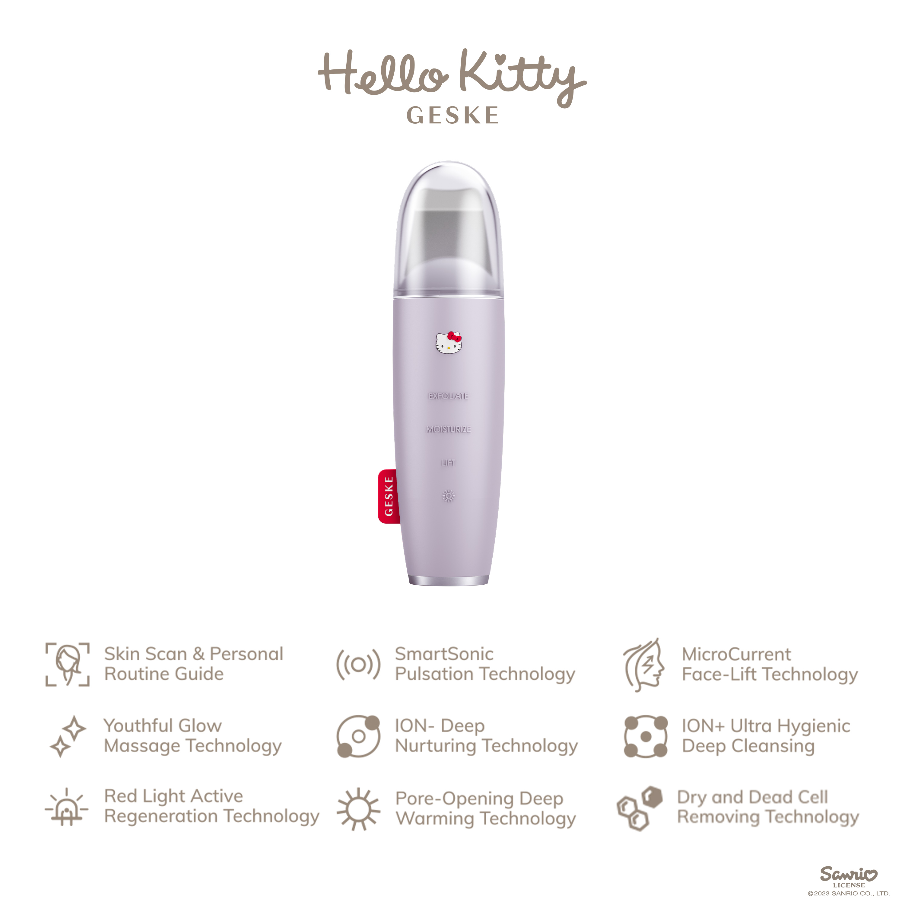         GESKE MicroCurrent Skin Scrubber&Blackhead Remover 91 Hello Kitty purple