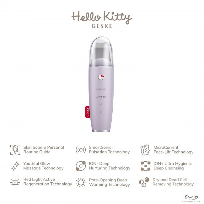         GESKE MicroCurrent Skin Scrubber&Blackhead Remover 91 Hello Kitty purple