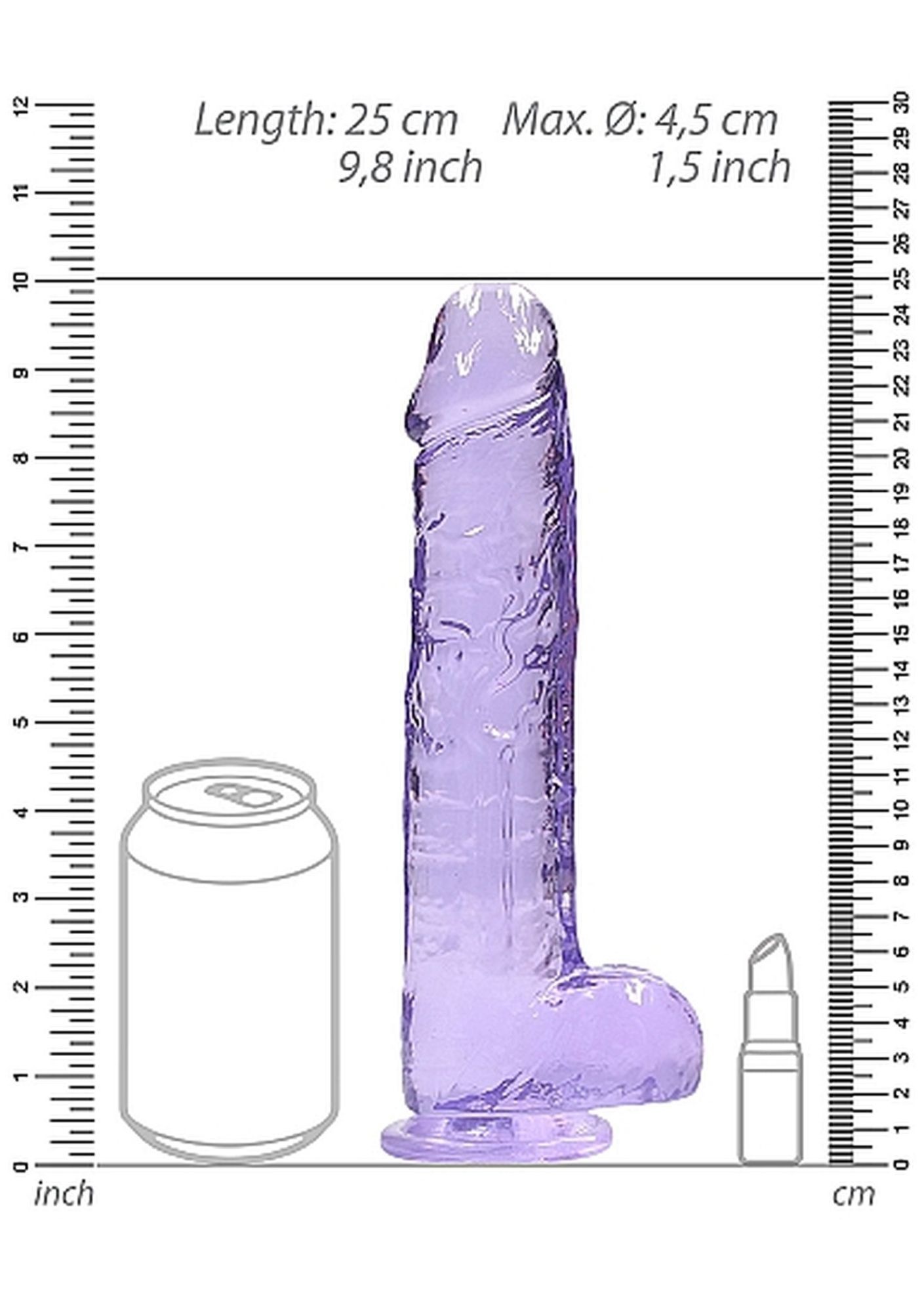   Realrock Dildo With Balls Purple, 25  4,5 