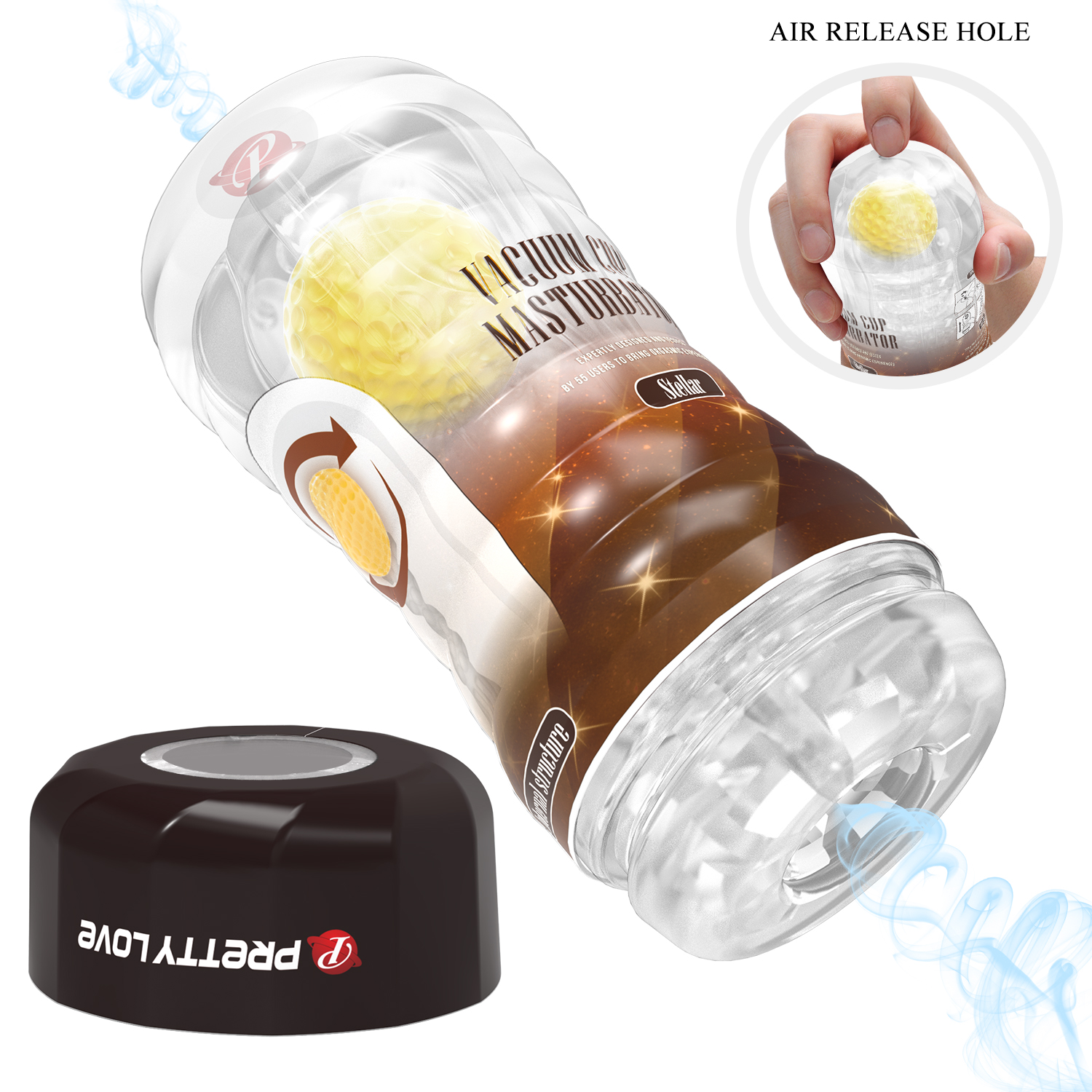   Pretty Love Vacuum Cup Masturbator Stellar Yellow, 18  7,7 