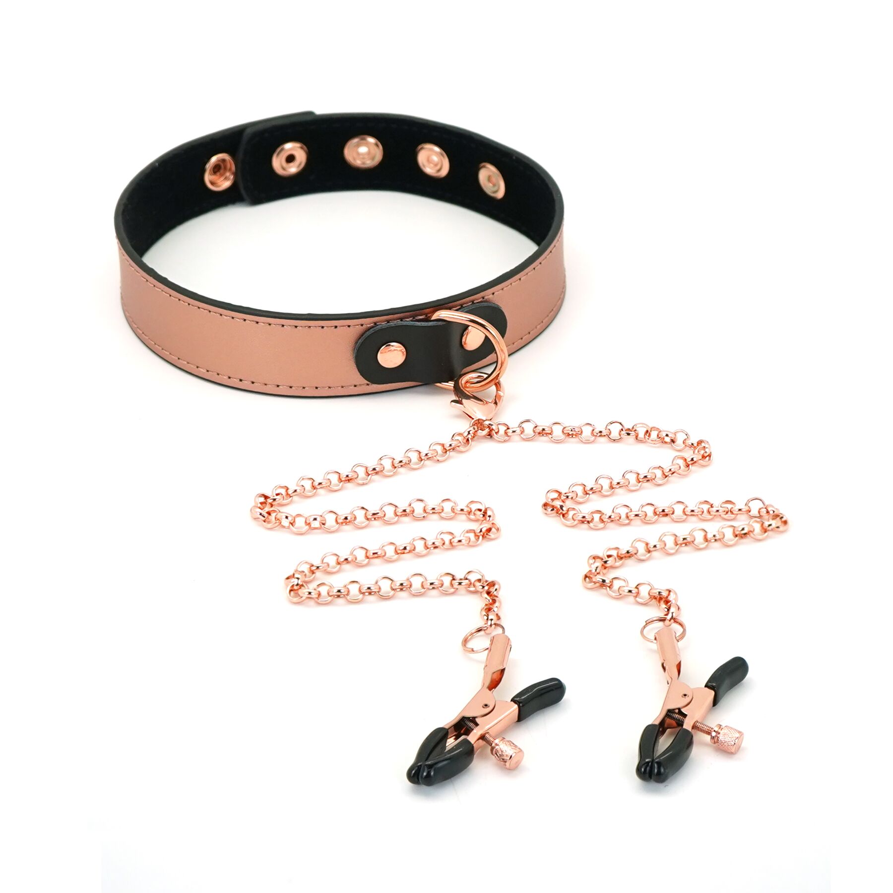      Liebe Seele Rose Gold Memory Collar with Nipple Clamps, 