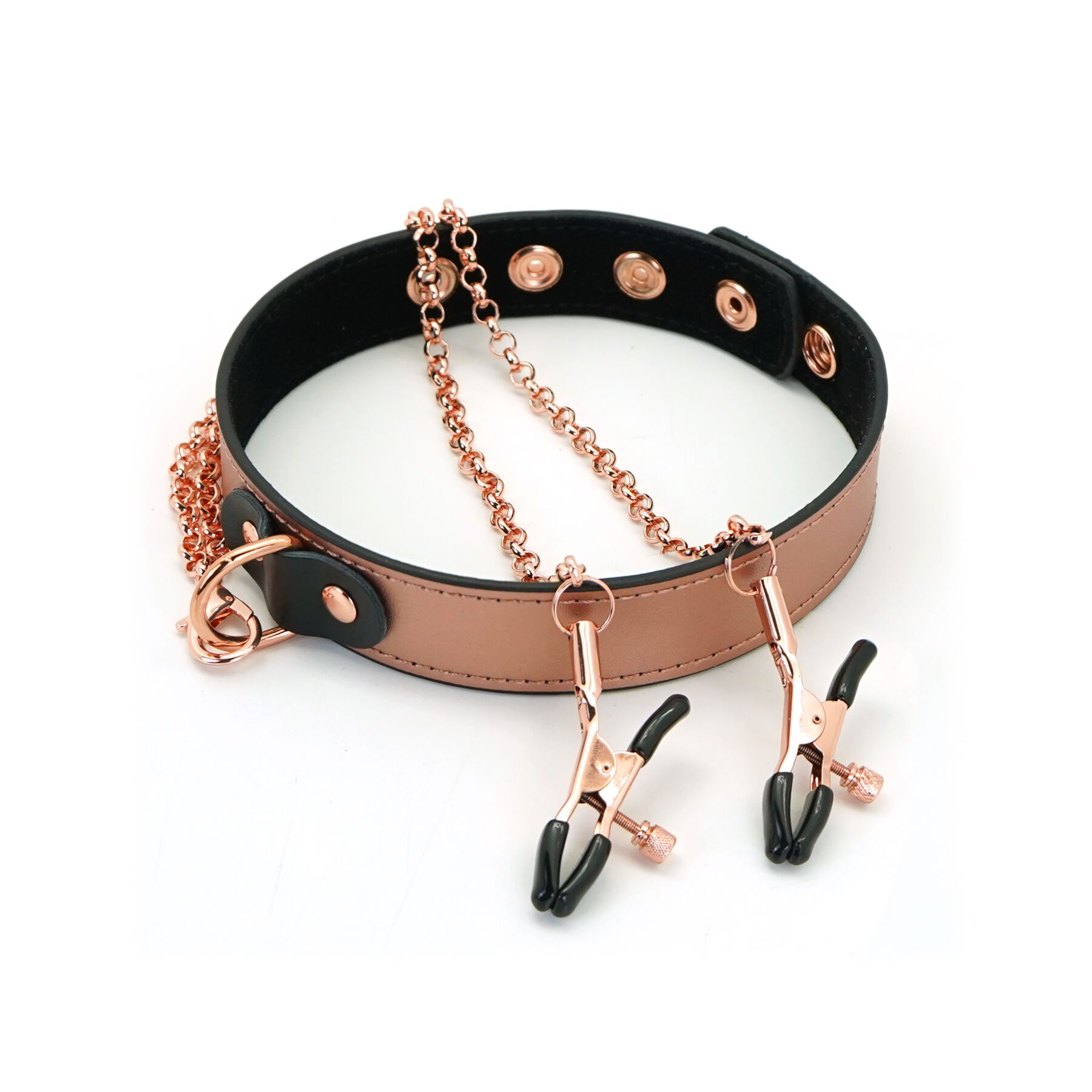      Liebe Seele Rose Gold Memory Collar with Nipple Clamps, 