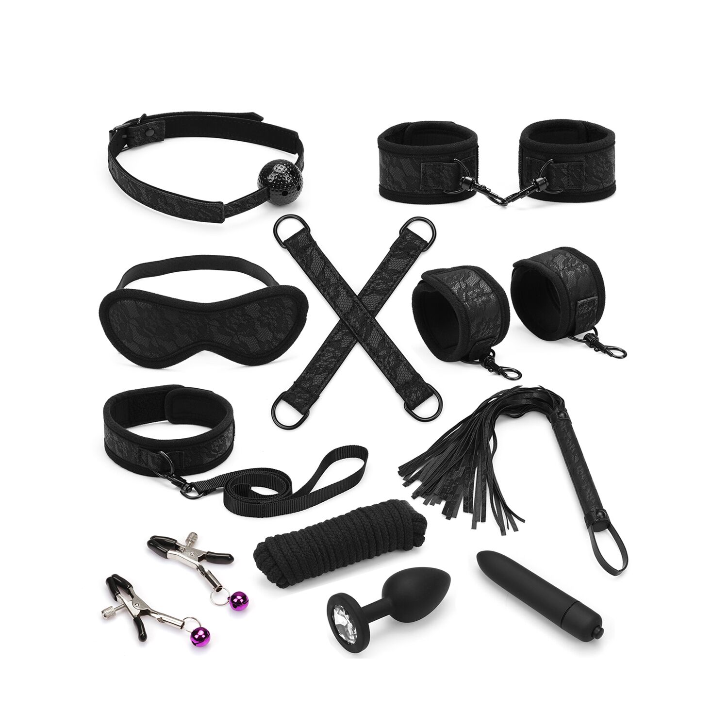 - Liebe Seele Black Lace and Neoprene 11pcs Bondage Kit, 