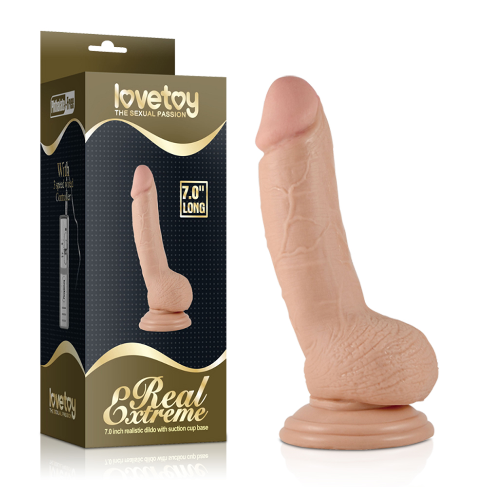     7 Real Extreme Dildo with Vibro Flesh, 18  3,5 