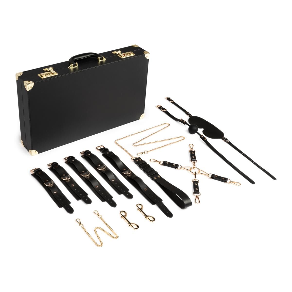    BDSM Bedroom Fantasies: Bondage Suitcase 13 Pcs Cow Leather