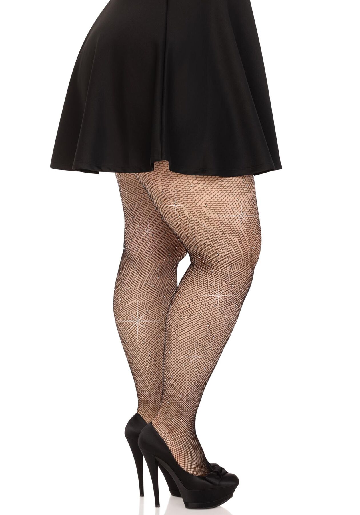     Leg Avenue Rhinestone micro net tights Plus size, 