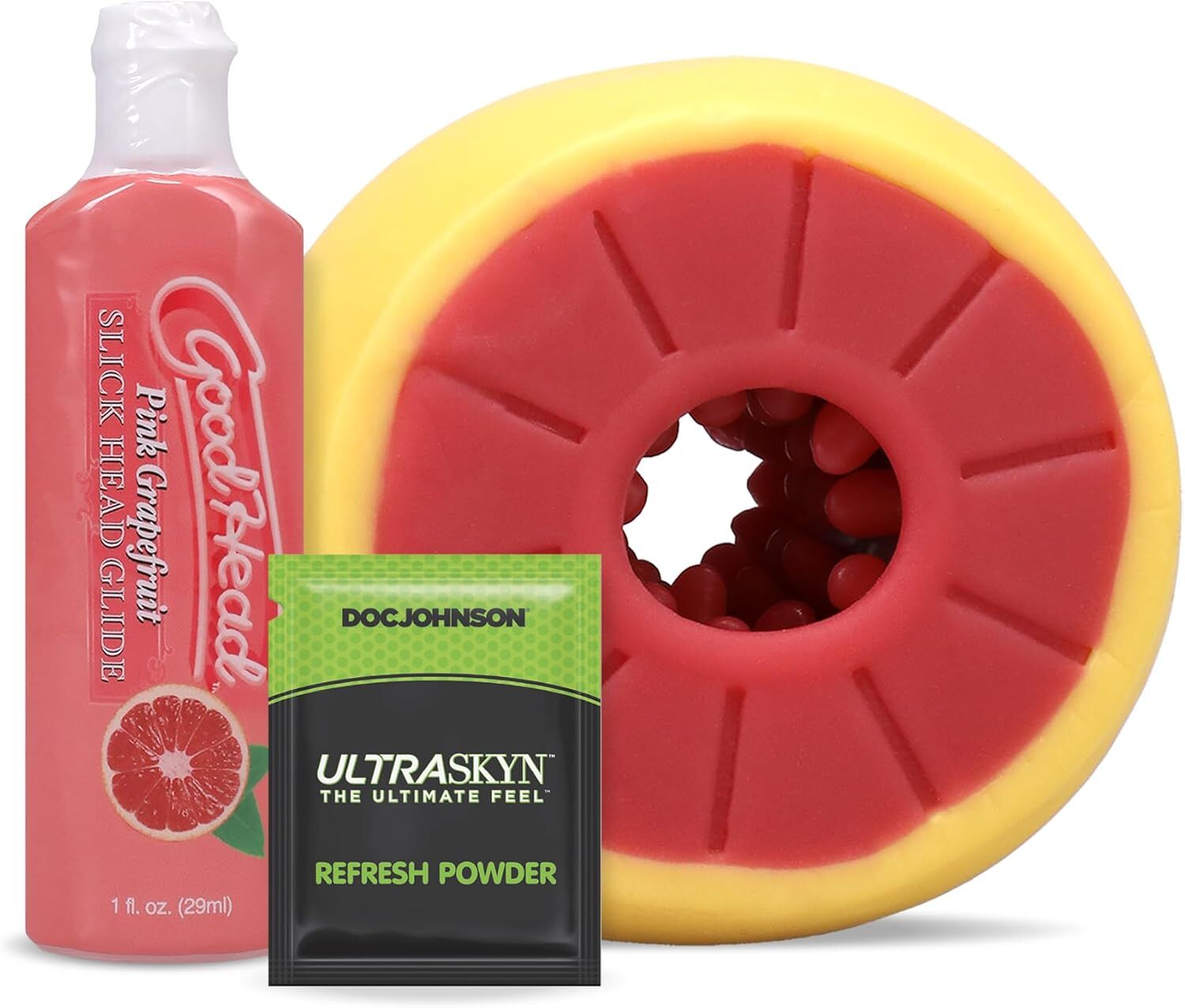 	Набор для минета Doc Johnson GoodHead Grapefruit Blowjob Set Yellow, смазка, мастурбатор, пудра