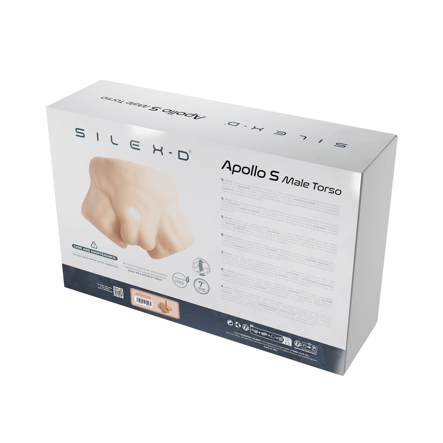 Полуторс с фаллоимитатором на присоске SilexD Apollo S Male Torso Caramel коробка