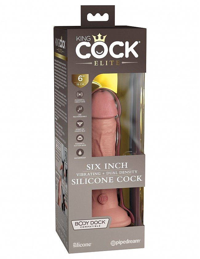 -   King Cock Elite 6 Vibrating Silicone Dual Density, 7   3  