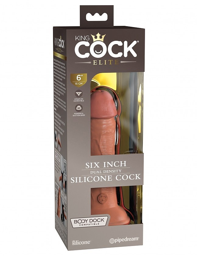    King Cock Elite 6 Silicone Dual Density Cock Tan, 17,8  3,7 