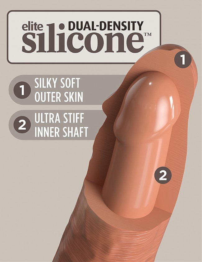    King Cock Elite 6 Silicone Dual Density Cock Tan, 17,8  3,7 