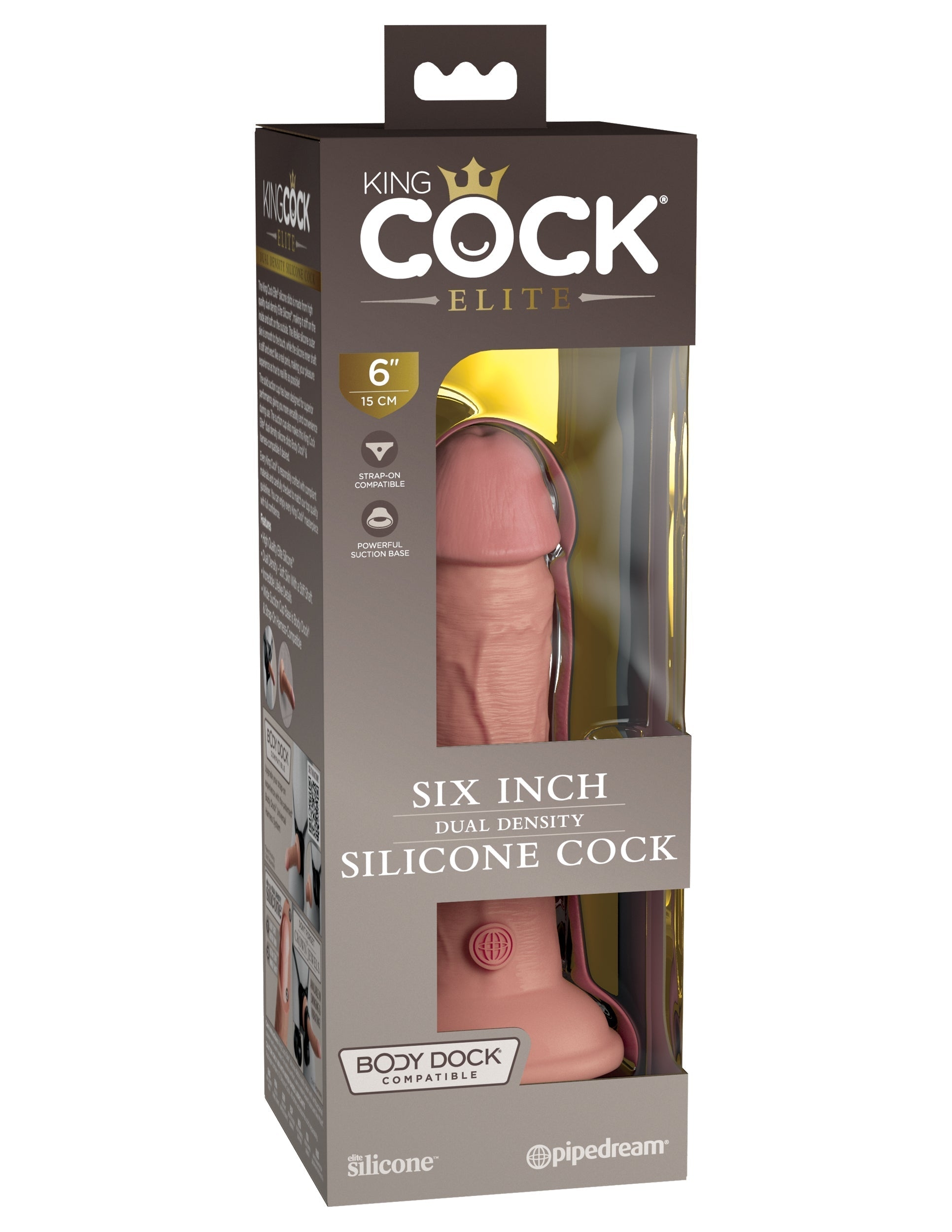  King Cock Elite 6 Silicone Dual Density Cock Tan, , 17,8  3,7 
