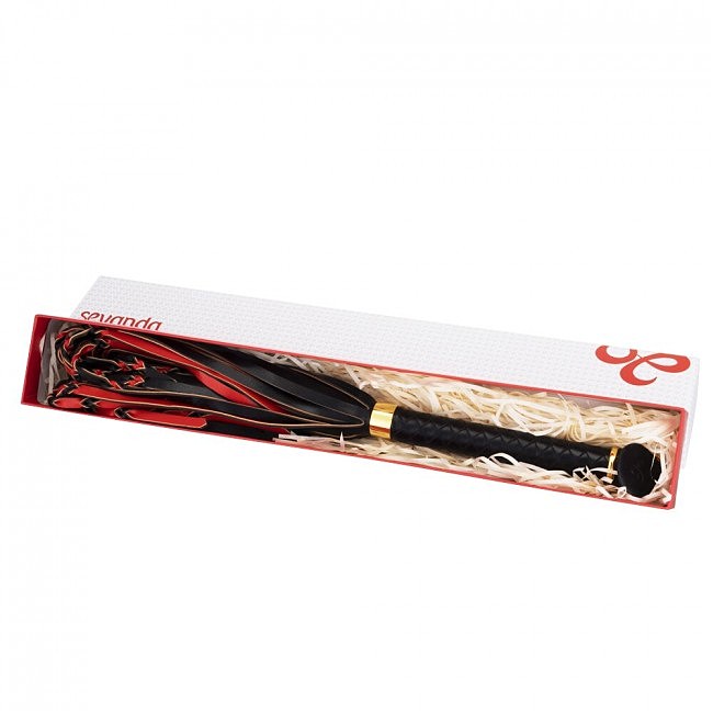  LOCKINK SEVANDA Red & Black Braided Tail Flogger