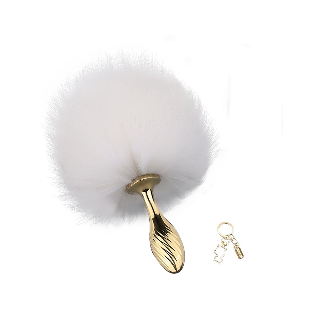      LOCKINK SEVANDA White Bunny-Tail Anal Pear-shape Plug