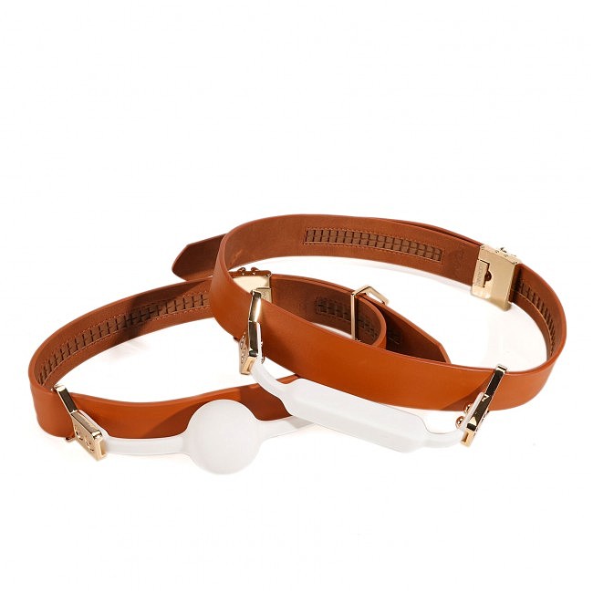    2-  LOCKINK Ball-Gag & Gag-bite Set — Brown