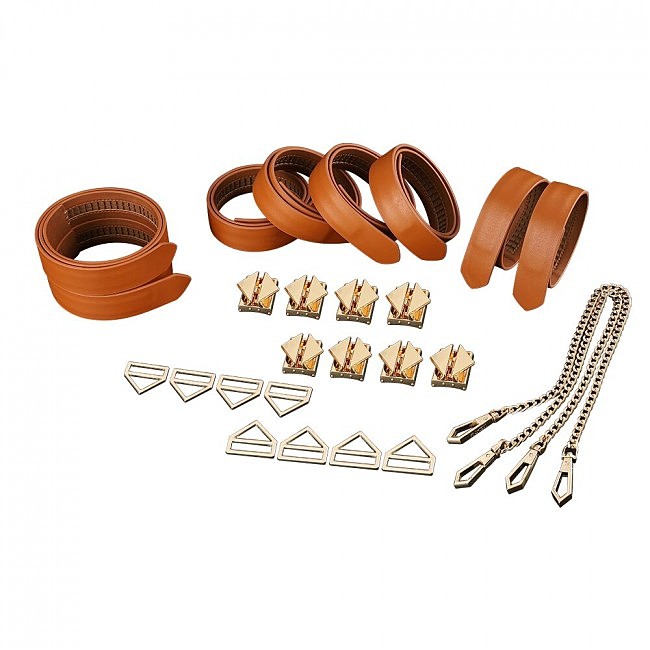   8    LOCKINK 8-Bondage-Straps Restraint Set — Brown