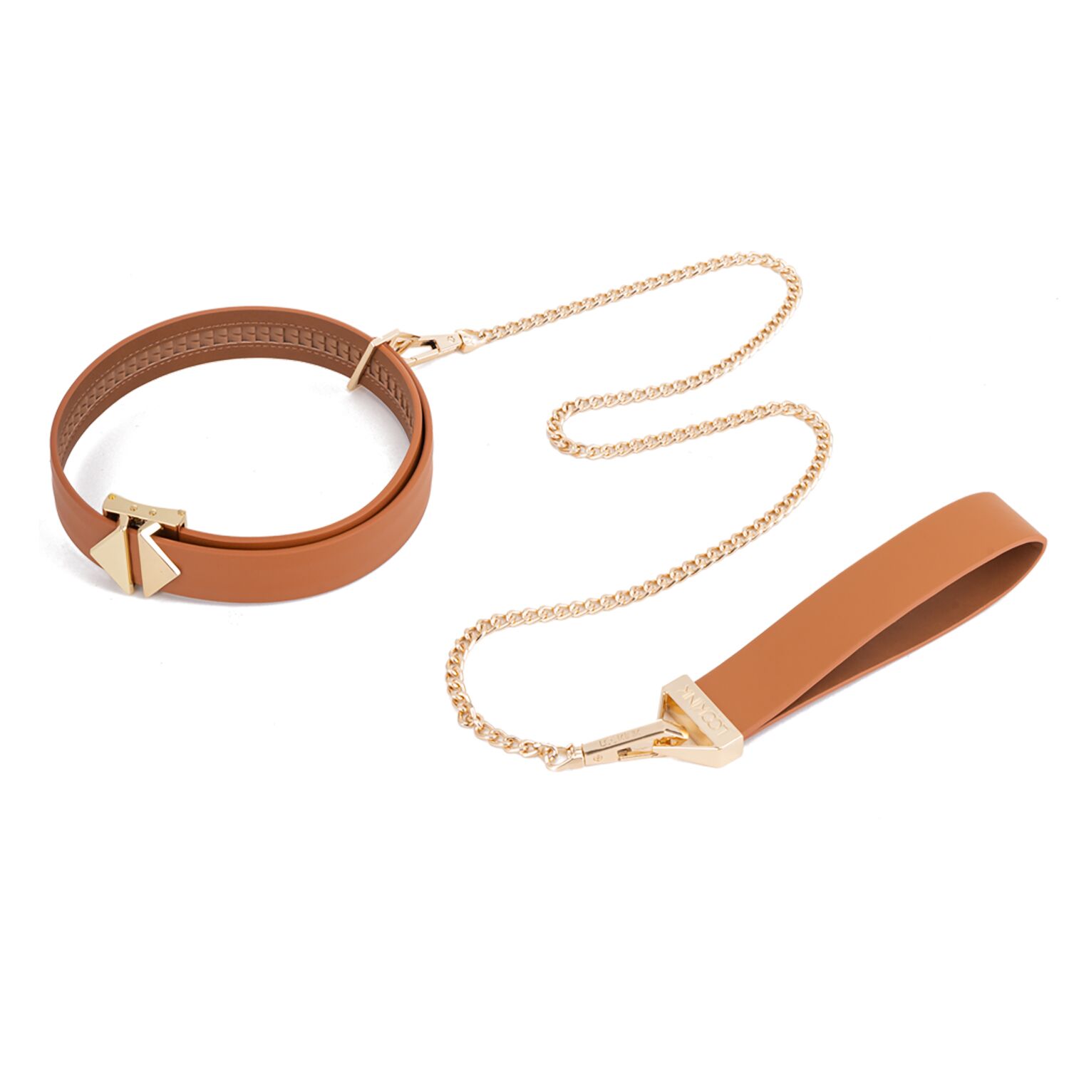  LOCKINK Tied Collar with Leash Set — Brown