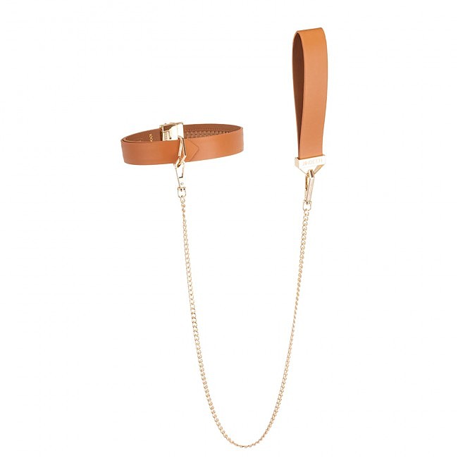  LOCKINK Tied Collar with Leash Set — Brown