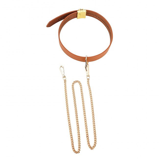  LOCKINK Tied Collar with Leash Set — Brown