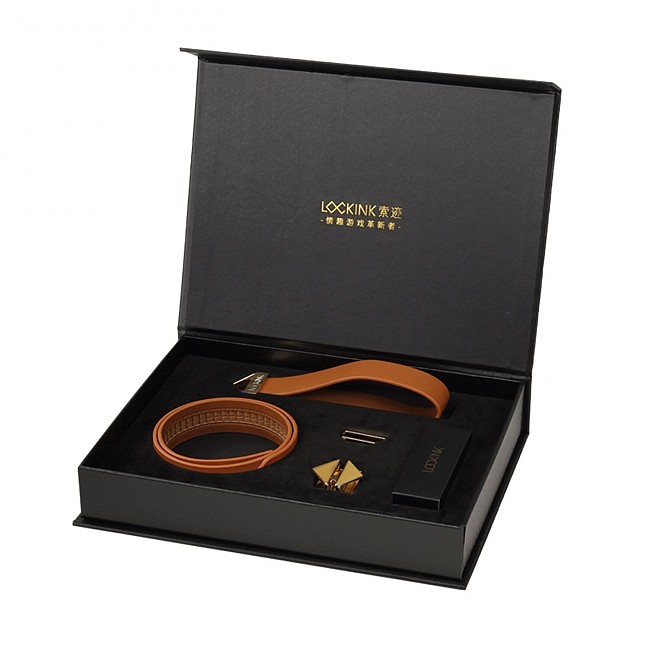  LOCKINK Tied Collar with Leash Set — Brown