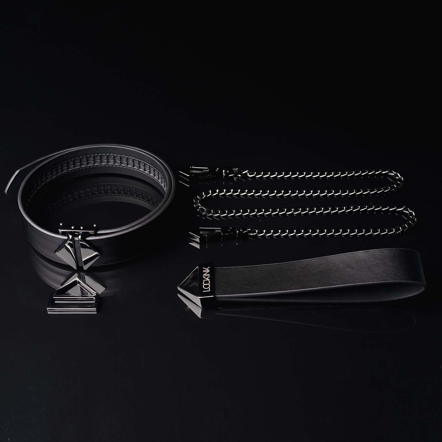  LOCKINK Tied Collar with Leash Set — Black