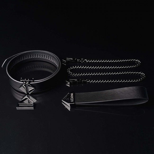  LOCKINK Tied Collar with Leash Set — Black