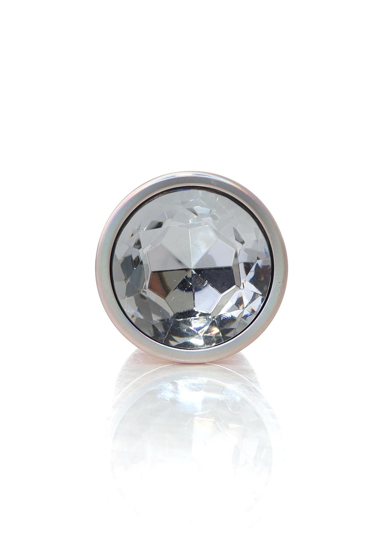 Анальная пробка с кристаллом Jewellery Pearl Gold Plug Clear L, металл, 9 х 3,8 см