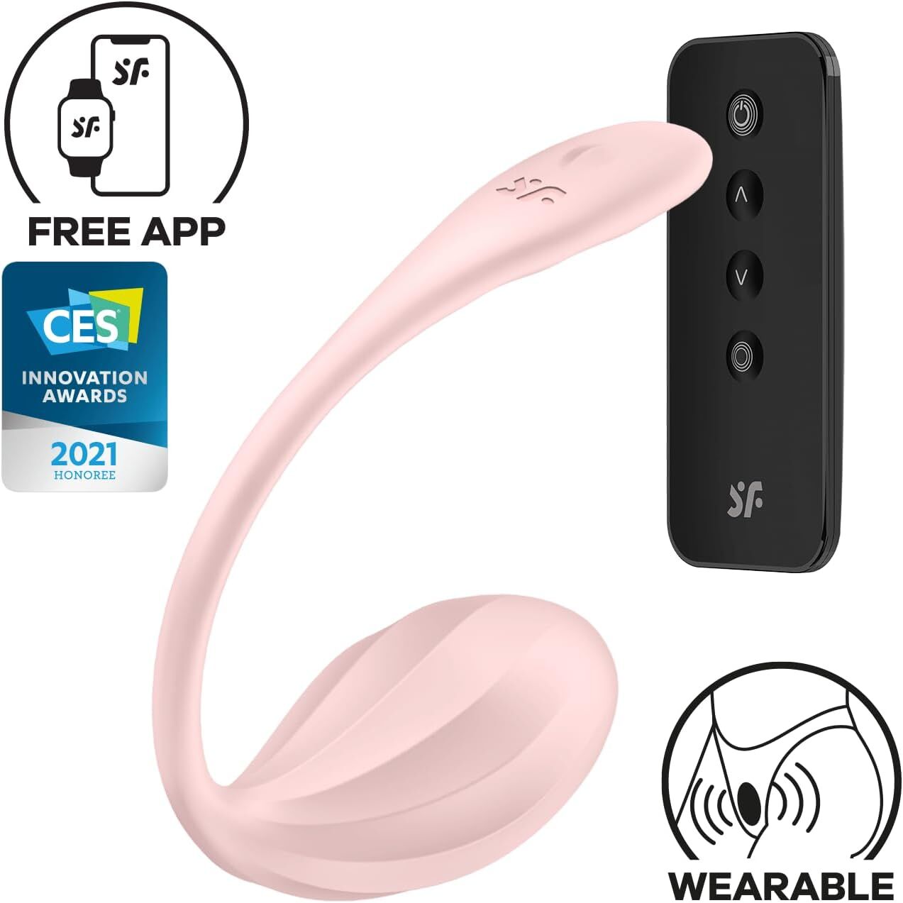 Смарт-виброяйцо Satisfyer Shiny Petal Connect App, пульт ДУ + управление со смартфона