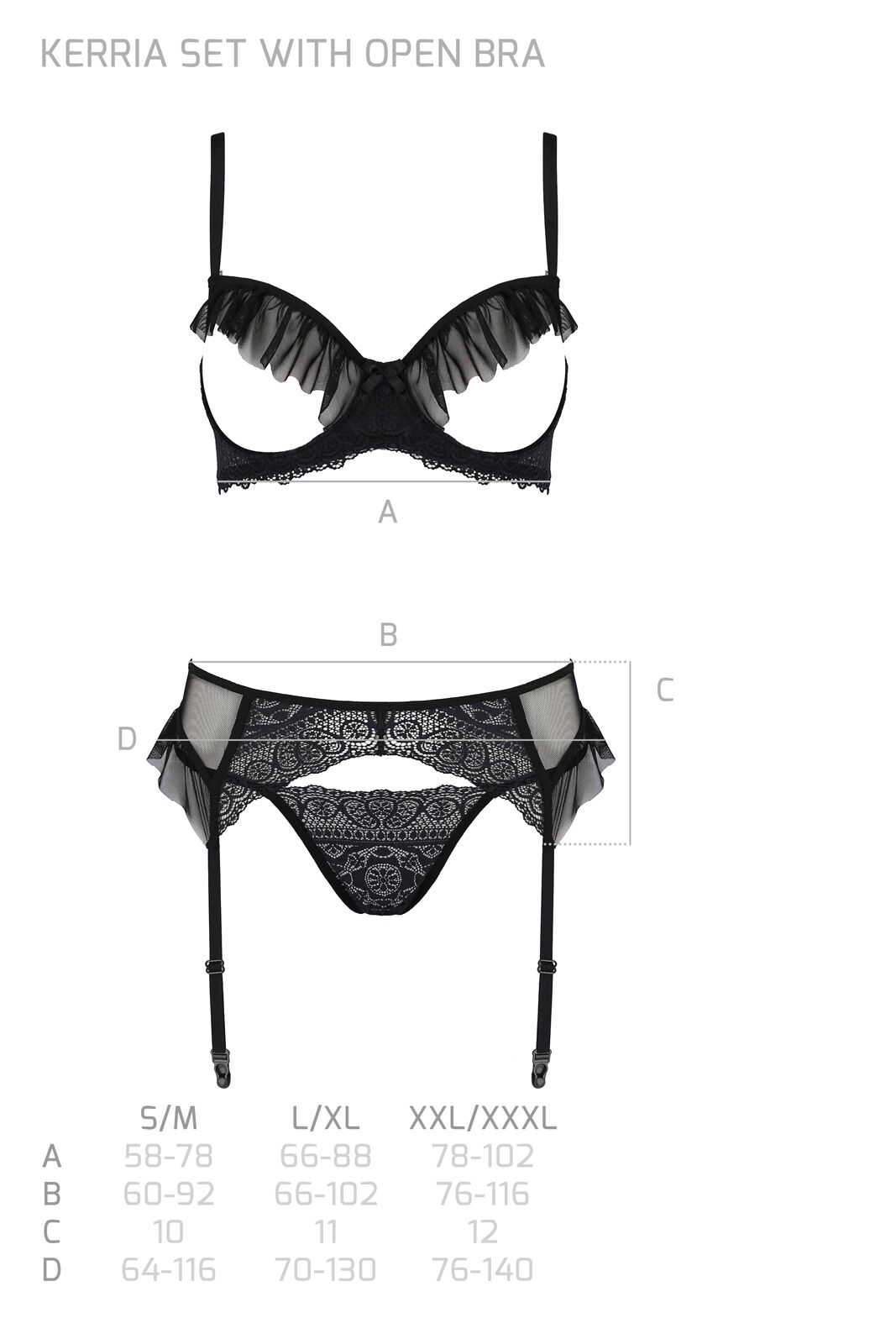  Passion KERRIA SET WITH OPEN BRA black,    , ,   
