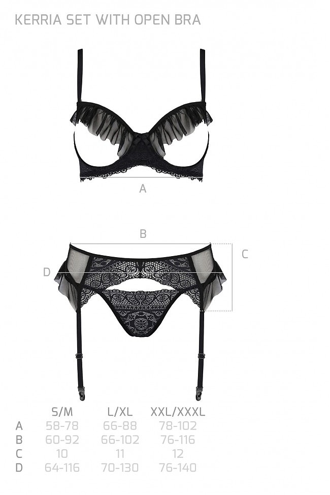  Passion KERRIA SET WITH OPEN BRA black,    , ,   