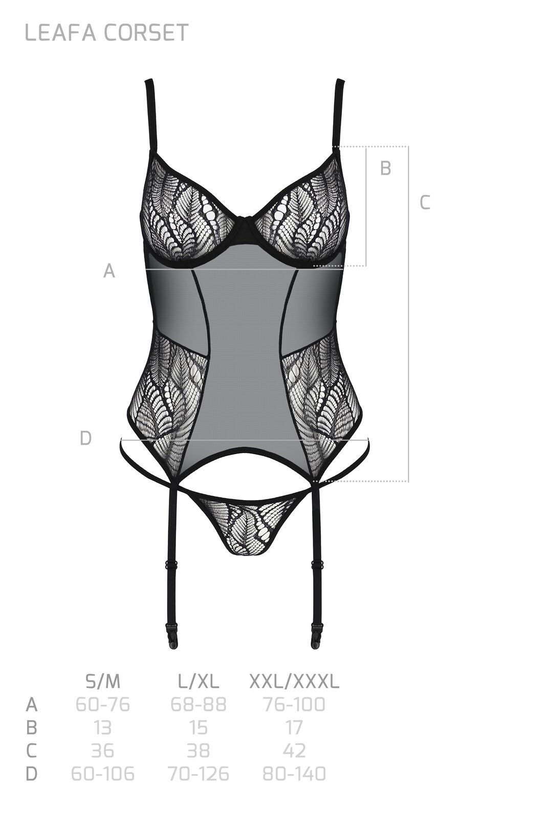 	 Passion LEAFA CORSET black,  ,   ,   