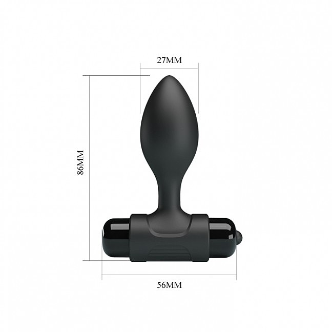   Pretty Love Vibra Butt Plug Black, 8,6  2,7 