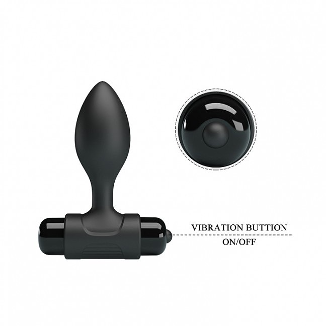  Pretty Love Vibra Butt Plug Black, 8,6  2,7 
