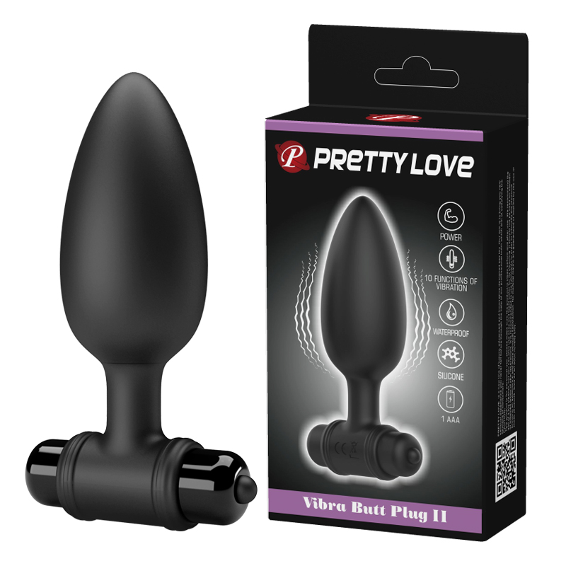      Pretty Love Vibra Butt Plug II Black, 11,8  3,8 