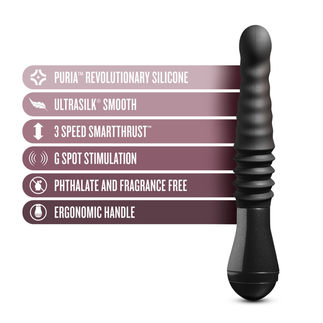  Temptasia by Blush Lazarus Thrusting Dildo Black, 3  , 25,4  3,8 