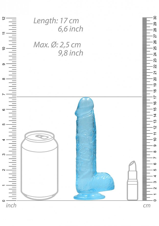     Realrock Dildo With Balls Blue, 17  2,5 