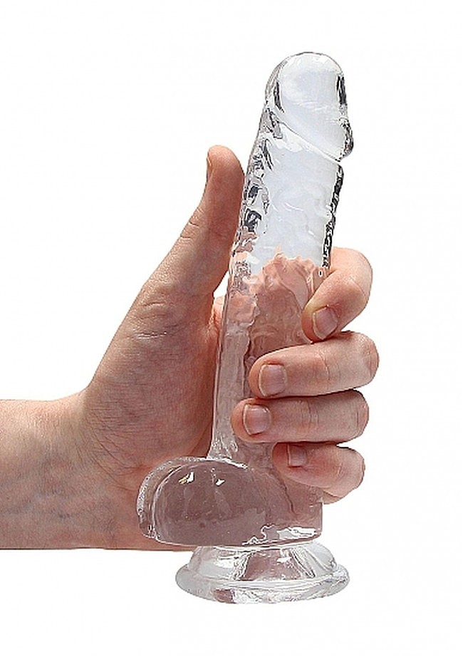    Realrock Dildo With Balls Transparent, , 19  3,5 