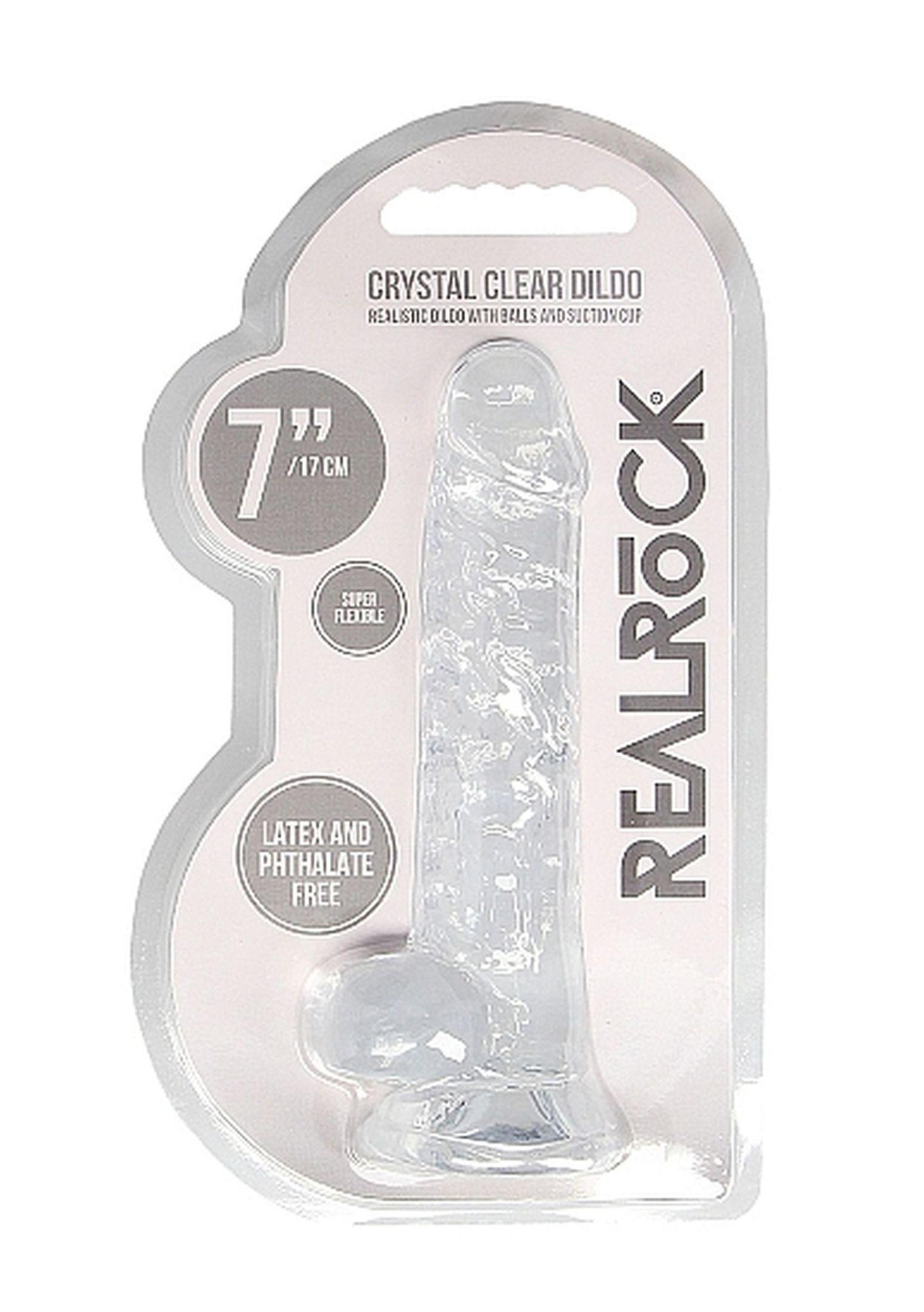   Realrock Dildo With Balls Transparent, , 19  3,5 
