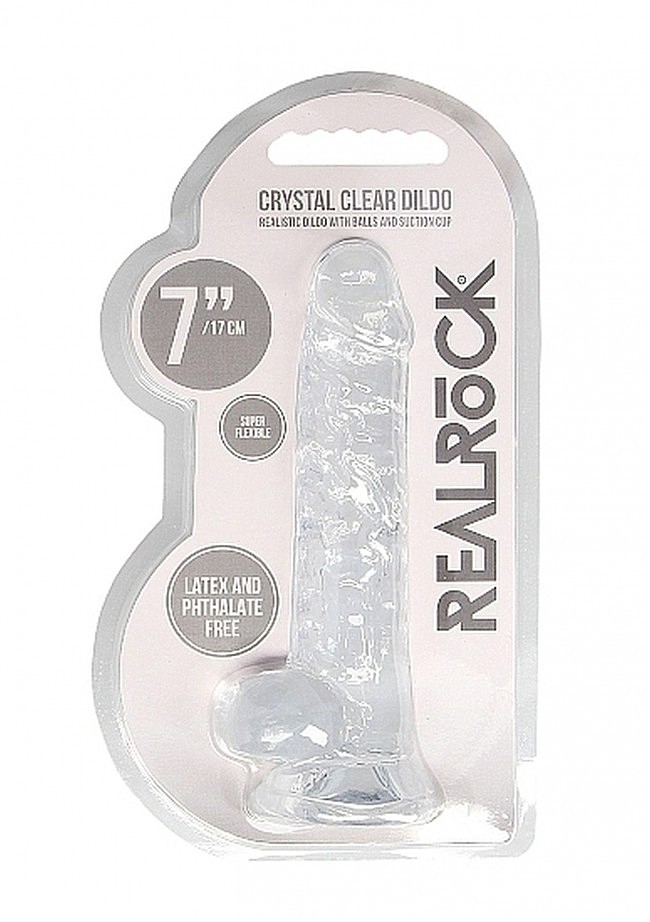    Realrock Dildo With Balls Transparent, , 19  3,5 