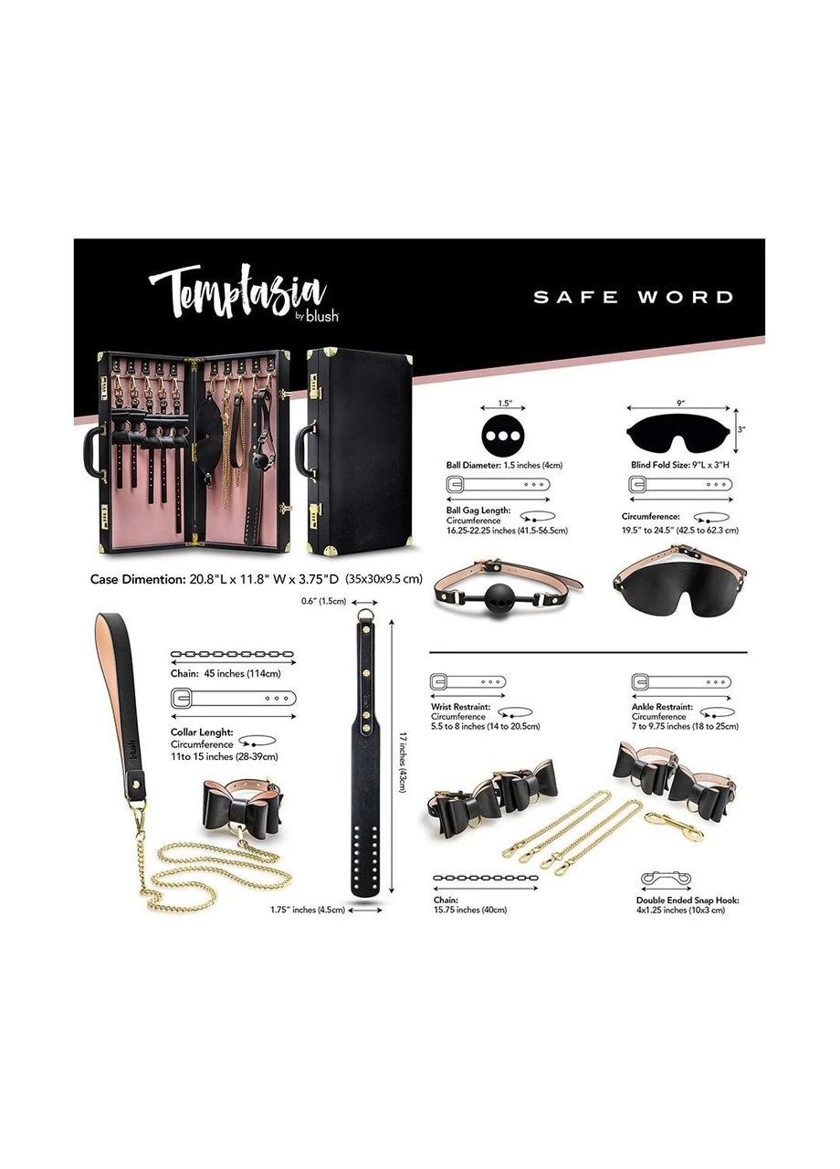 Набор для БДСМ в чемодане Temptasia Safe Word Bondage Kit With Suitcase Black, 10 предметов