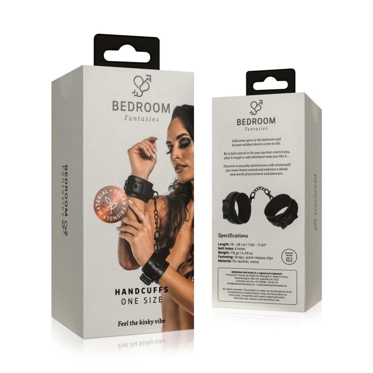  Bedroom Fantasies: Faux Leather Handcuffs One Size, 