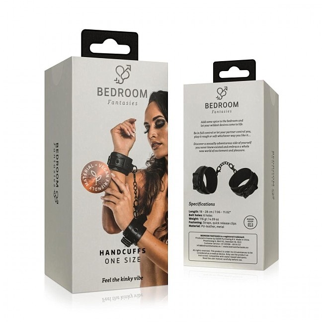  Bedroom Fantasies: Faux Leather Handcuffs One Size, 