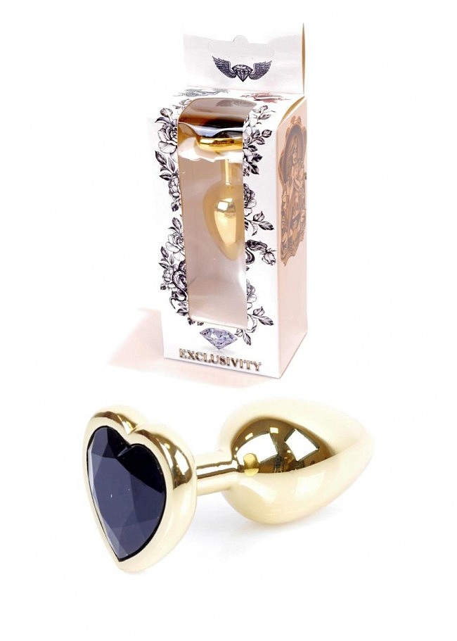     Jewellery Gold Heart Plug Black, -, 7  2,7 