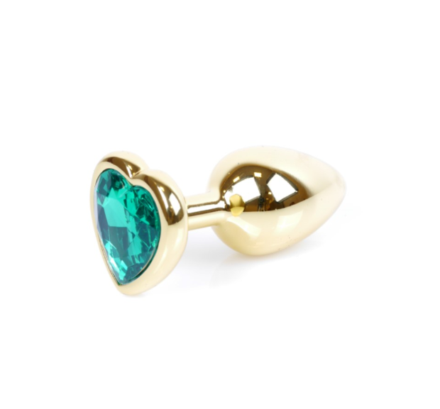    Jewellery Gold Heart PLUG- Green 7  2,7 