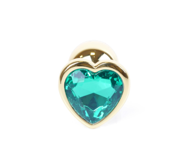    Jewellery Gold Heart PLUG- Green 7  2,7   